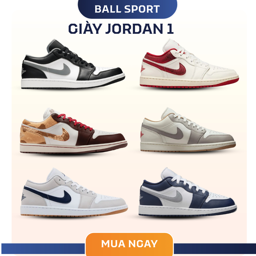 Giày Jordan1_Low Full Đủ Mẫu Mới 2026 Cổ Thấp Nam Nữ Dễ Phối Đồ Cực Hot Full Box Bản Cao Cấp 1.1 Bal