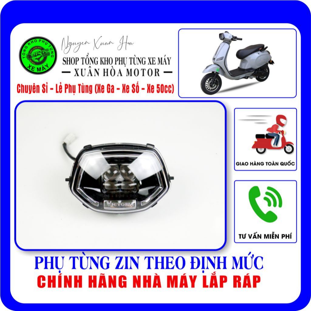Đèn pha LED/ Pha đèn LED Vespa Victoria AT88 Viral/ AT88/ AT88 Pro/ Canely (gồm 4 bi cầu, hàng nhập 