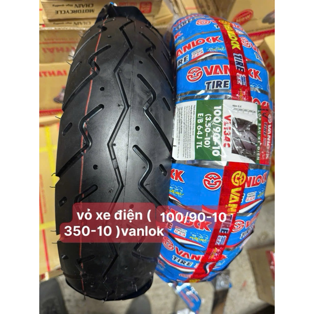 Lốp xe điện không săm thông số 100/90-10(350-10) -lốp Vanlock chính hãng