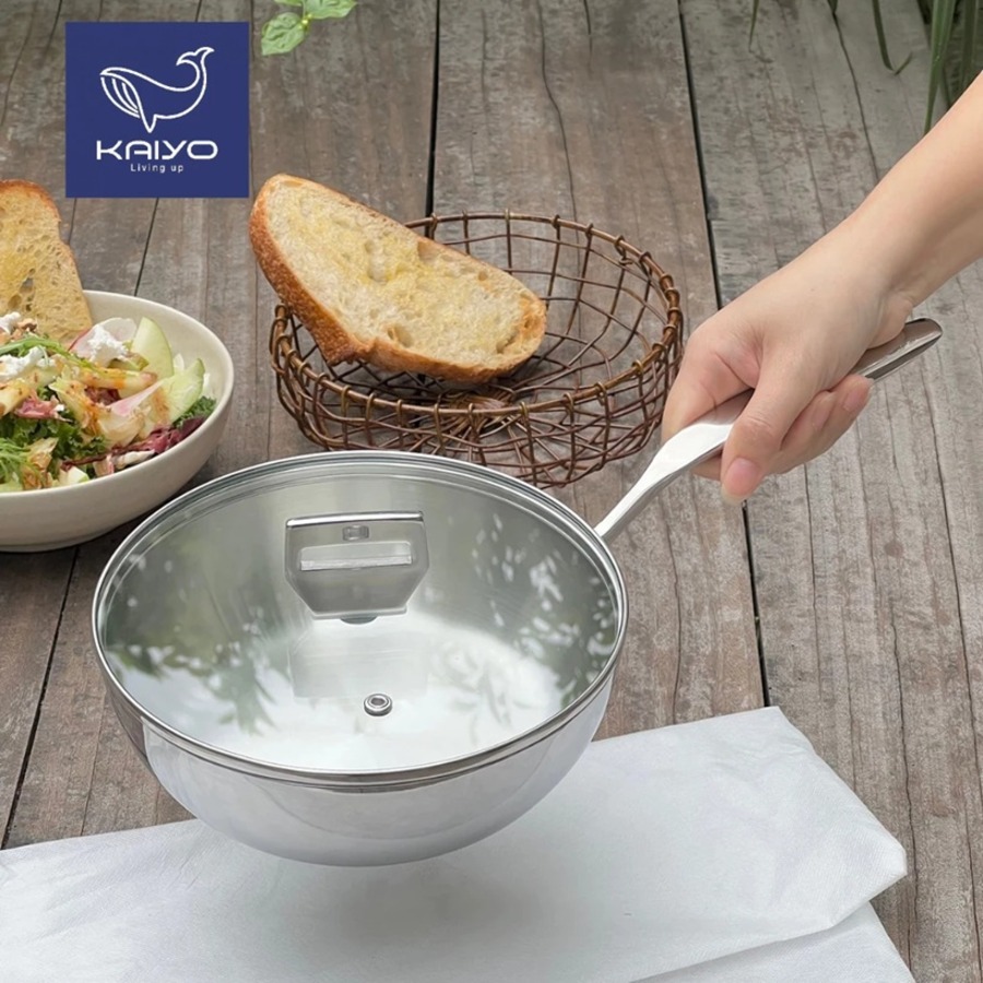 Chảo sâu lòng inox 316 đáy từ 5 lớp đúc liền khối cao cấp 5-Ply Kaiyo KIW-3802 20cm / KIW-3819 24cm 