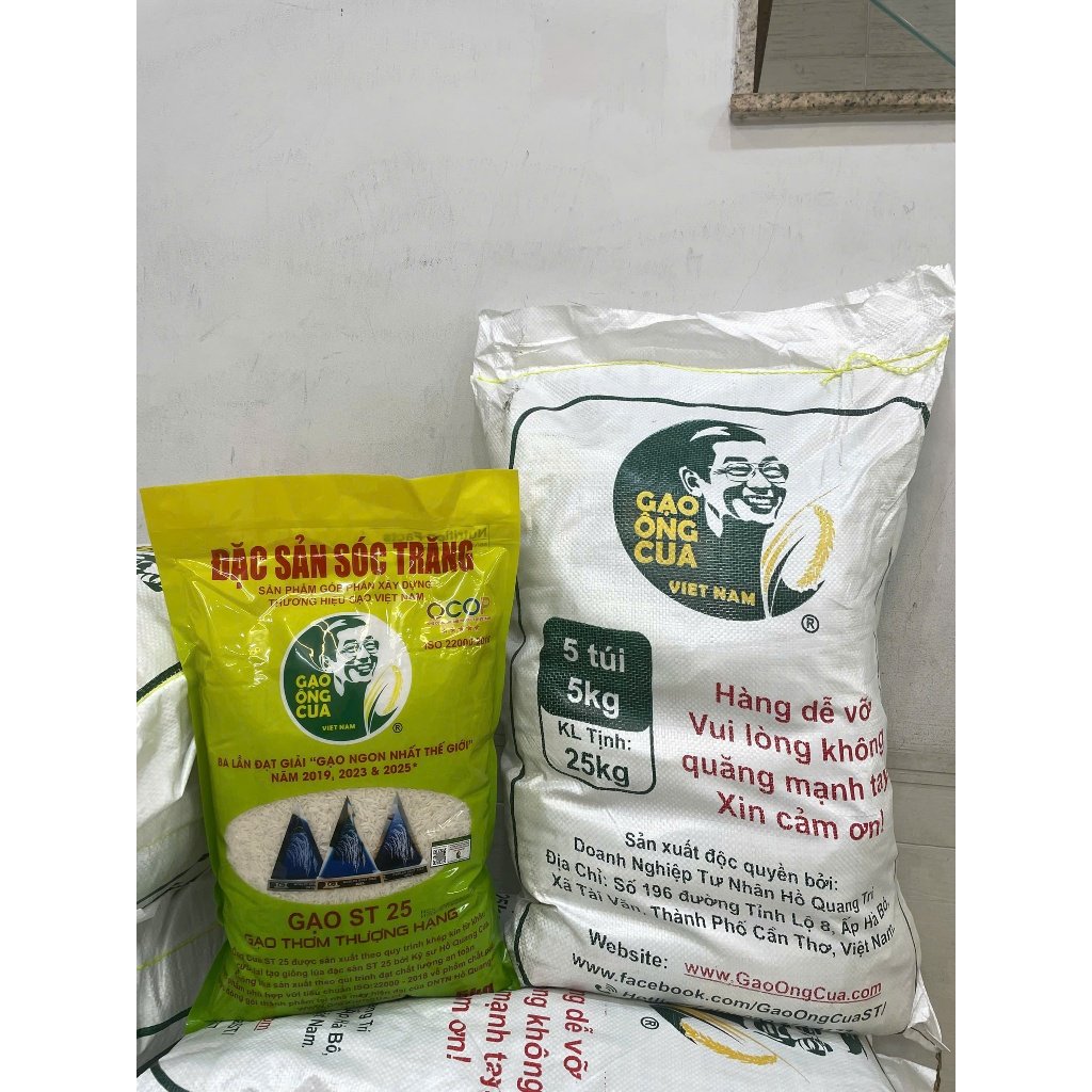 Gạo ST25 Chính Hãng - Gạo Ông Cua (Bao 25kg) - Gạo Ngon Nhất Thế Giới 2025