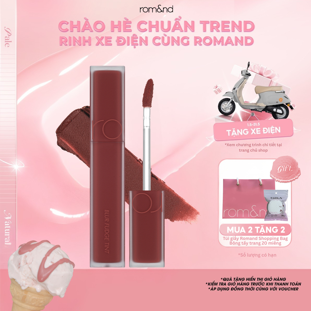 [Rom&nd] Son kem siêu lì, cho đôi môi mịn mượt Hàn Quốc Romand Blur Fudge Tint 5g