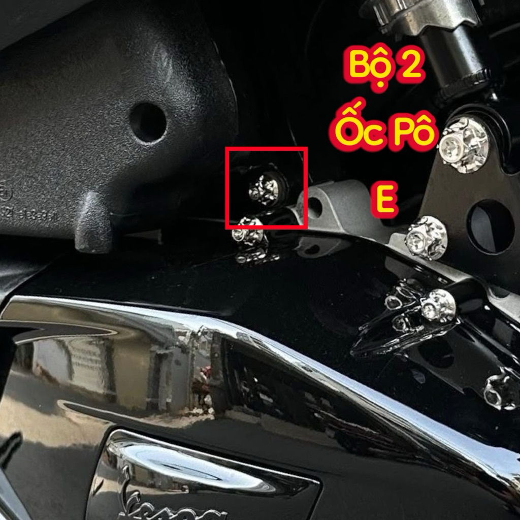 Ốc Ốp Pô E Salaya Dành Cho Vespa Sprint/Prima, LX/S,GTS/GTV