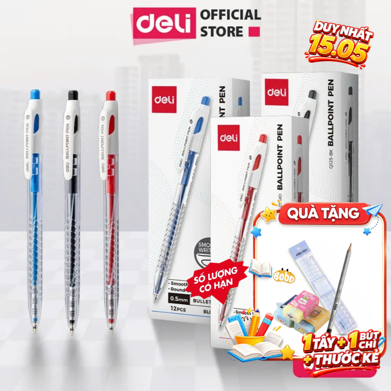 [🔥QUÀ SỐC 15.05] Combo 5/12/20 Bút Bi EQ125 Ngòi 0.5mm CaoCấp, Nét Thanh Mảnh, Viết Siêu Mượt Không 