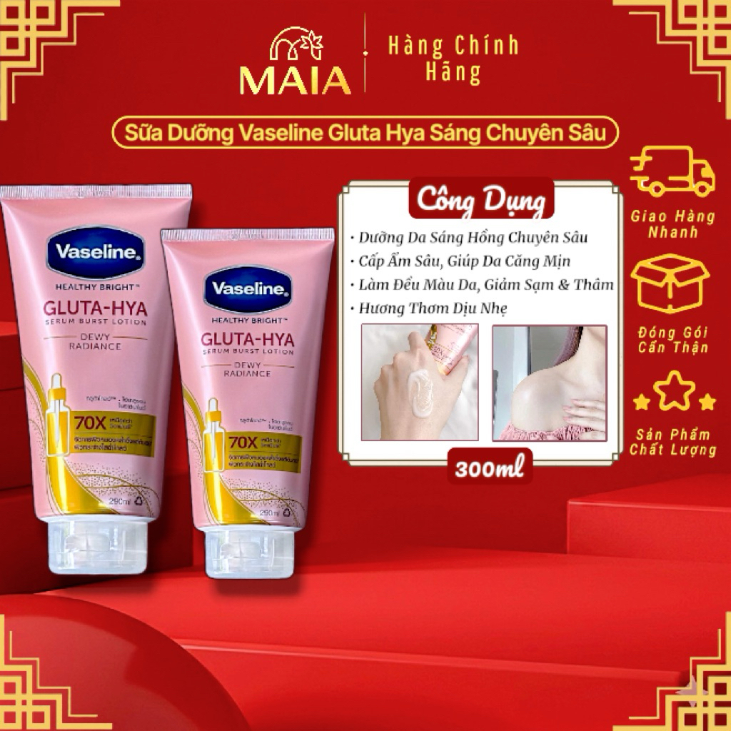 Sữa Dưỡng Vaseline Hồng Gluta-Hya 70X Dưỡng Da Căng Bóng & Sáng Mịn