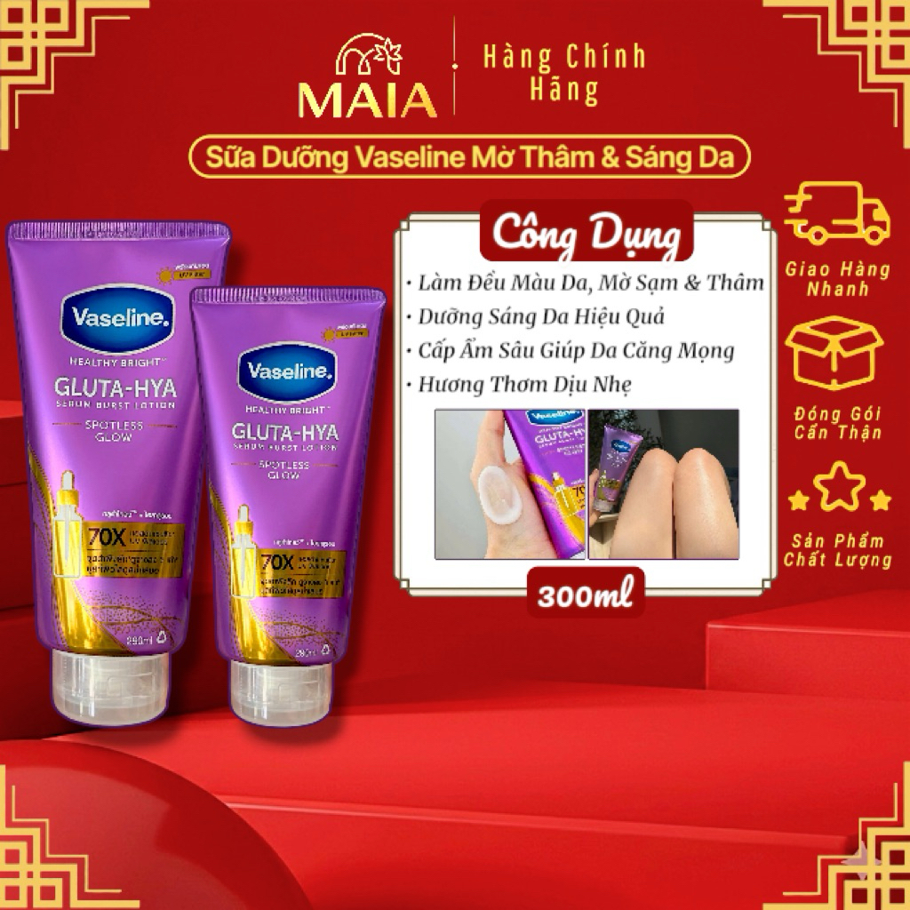 Sữa Dưỡng Thể Vaseline 70X Gluta Hya Tím Chống Nắng & Dưỡng Da Sáng Gấp 10 Lần