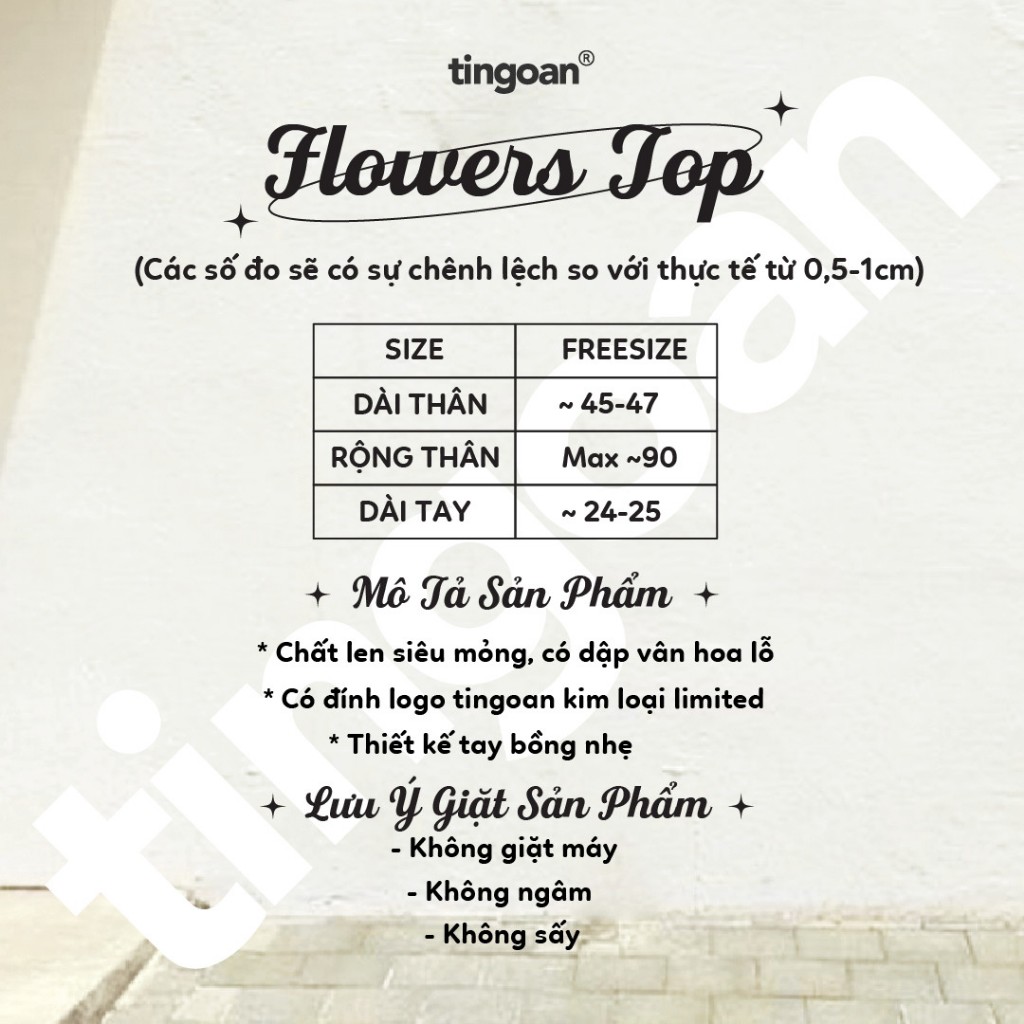 TINGOAN® x KOL - Áo len crop lửng in vân hoa FLOWER TOP | BigBuy360 - bigbuy360.vn