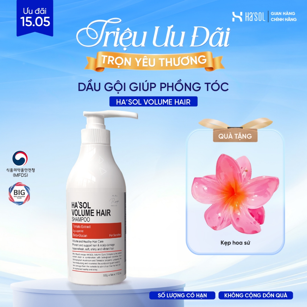 Dầu Gội HASOL Phục Hồi Tóc Hư Tổn, Làm Phồng Tóc, Giúp Tóc Mềm Mượt Chắc Khỏe Cho Da Đầu Nhạy Cảm Ha