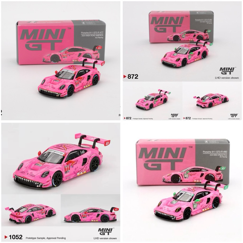 [MiniGT] Xe Mini GT Porsche 911 GT3 R Roxy Red|Green Tail #1052|#872 (Mô hình xe)