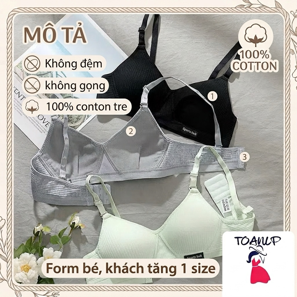 ( forrm bé tăng 1 size)Áo ngực nữ cotton không gọng gợi cảm mã ANM-01