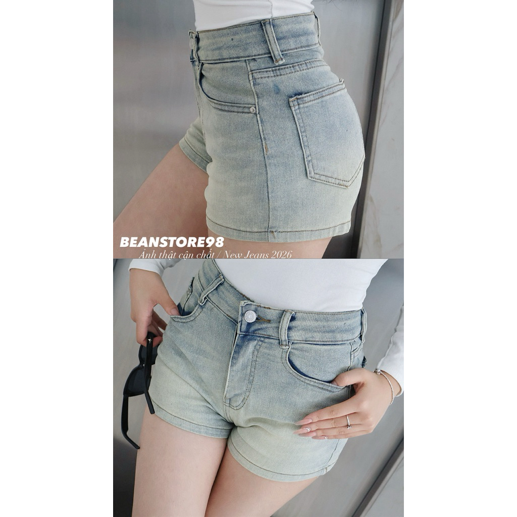 Quần Short Nữ Lưng Cao Dáng Ôm chất liệu Denim Co Giãn form Ngắn Quần Jeans Nữ dáng Ngắn Hach Dáng | BigBuy360 - bigbuy360.vn