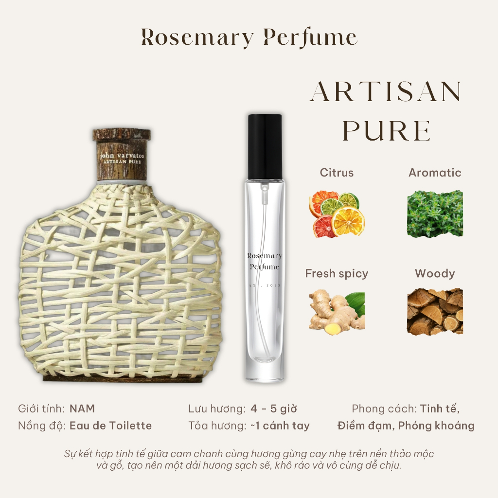 [Mẫu thử] ARTISAN PURE | Nước hoa Nam | Tiệm thơm Rosemary