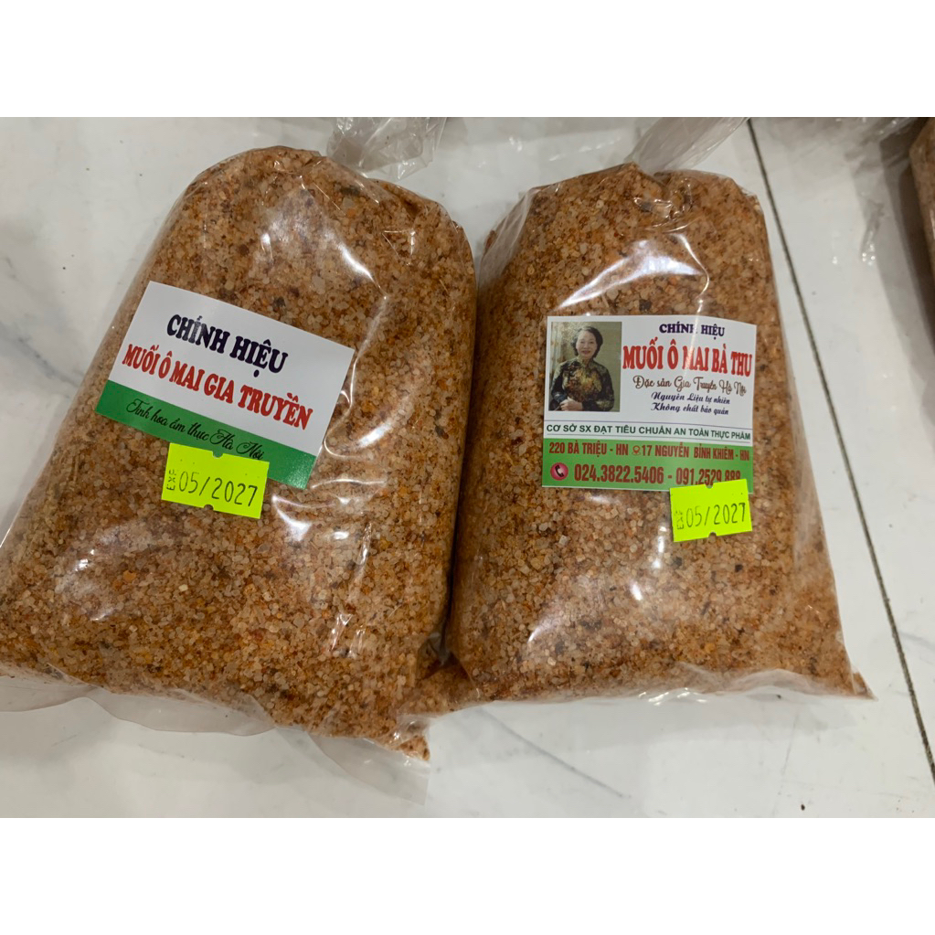 Túi Muối ô mai bà thu 500g Tem mới và tem cũ