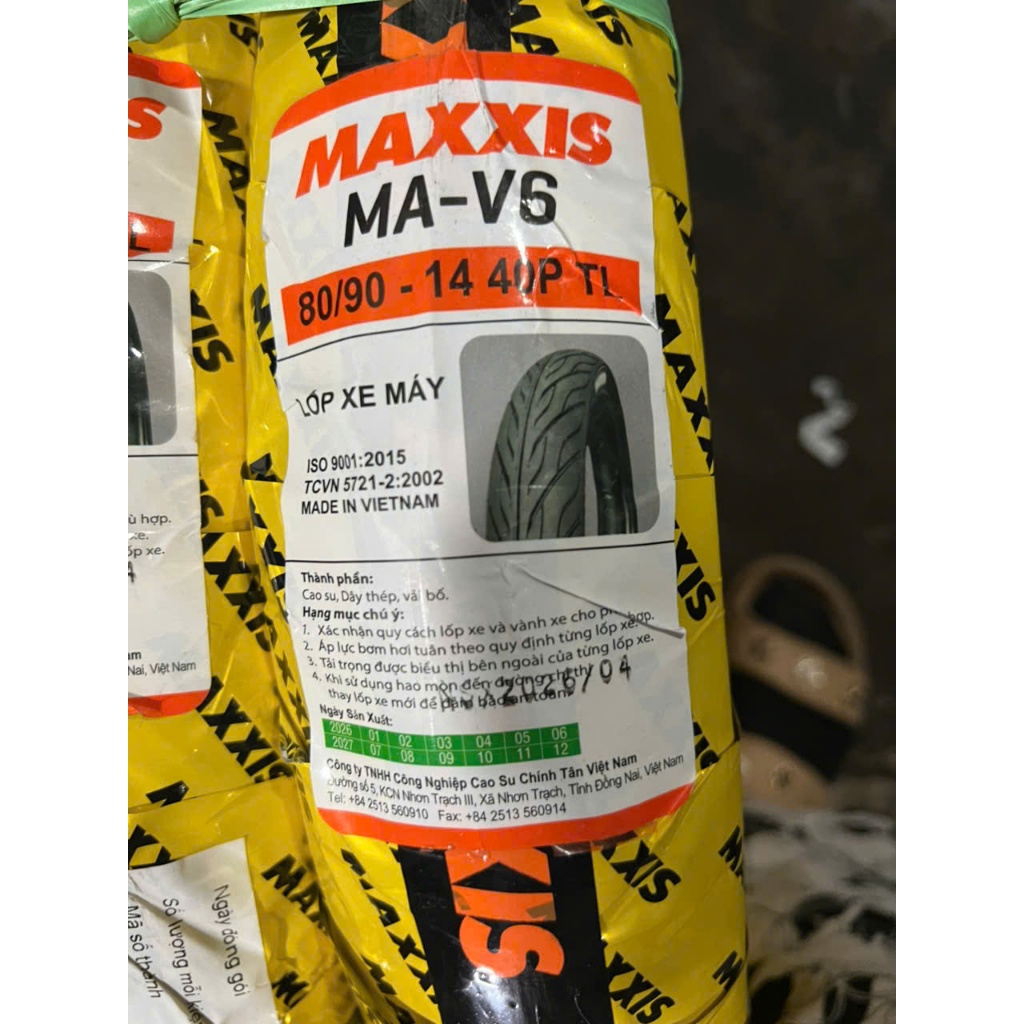 Vỏ (lốp) Vỏ Xe 80/90-14 MAXXIS không dùng ruột dùng cho bánh trước xe Airblade, Vision & các loại xe