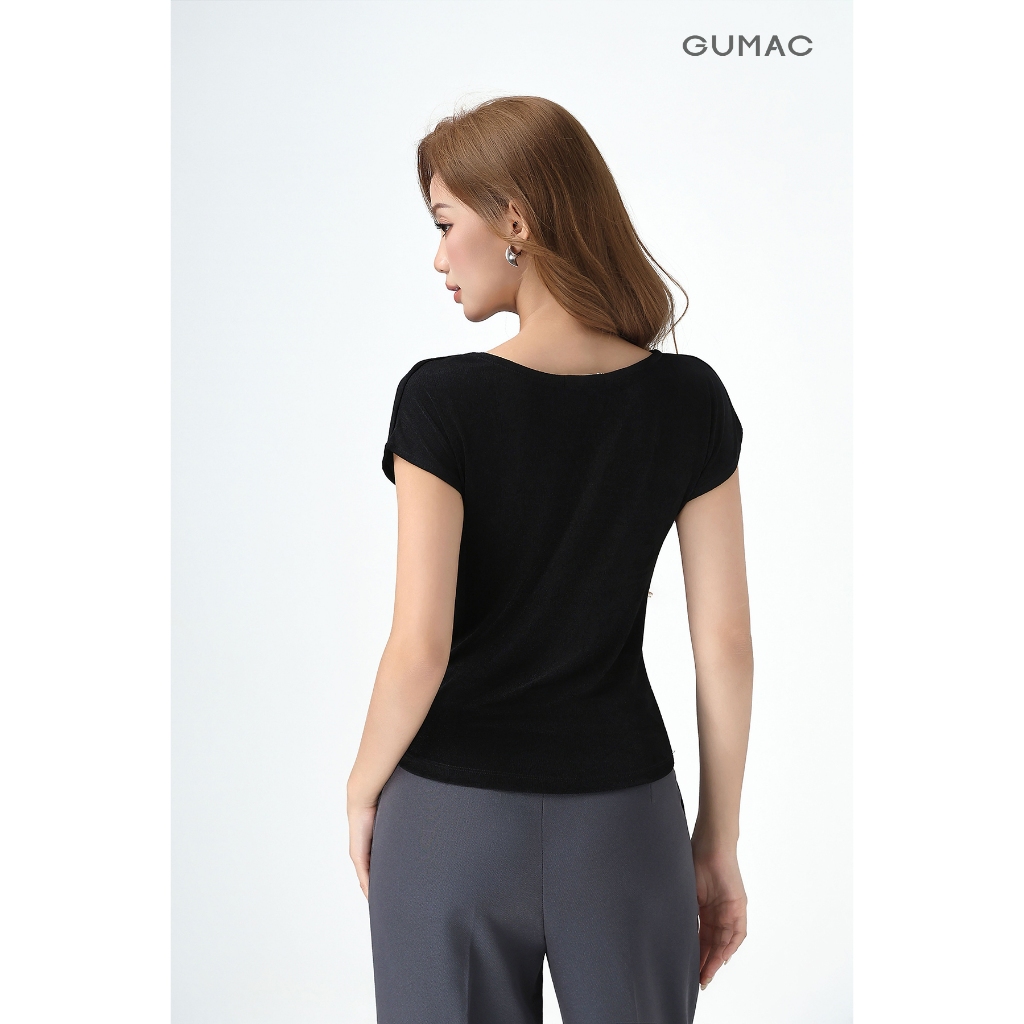 Áo Thun Cổ Đổ GUMAC Áo Thun Kiểu Sang Trọng Áo Đi Tiệc Vải Thun Ánh Nhung Co Giãn Tôn Dáng ATE01031 | BigBuy360 - bigbuy360.vn