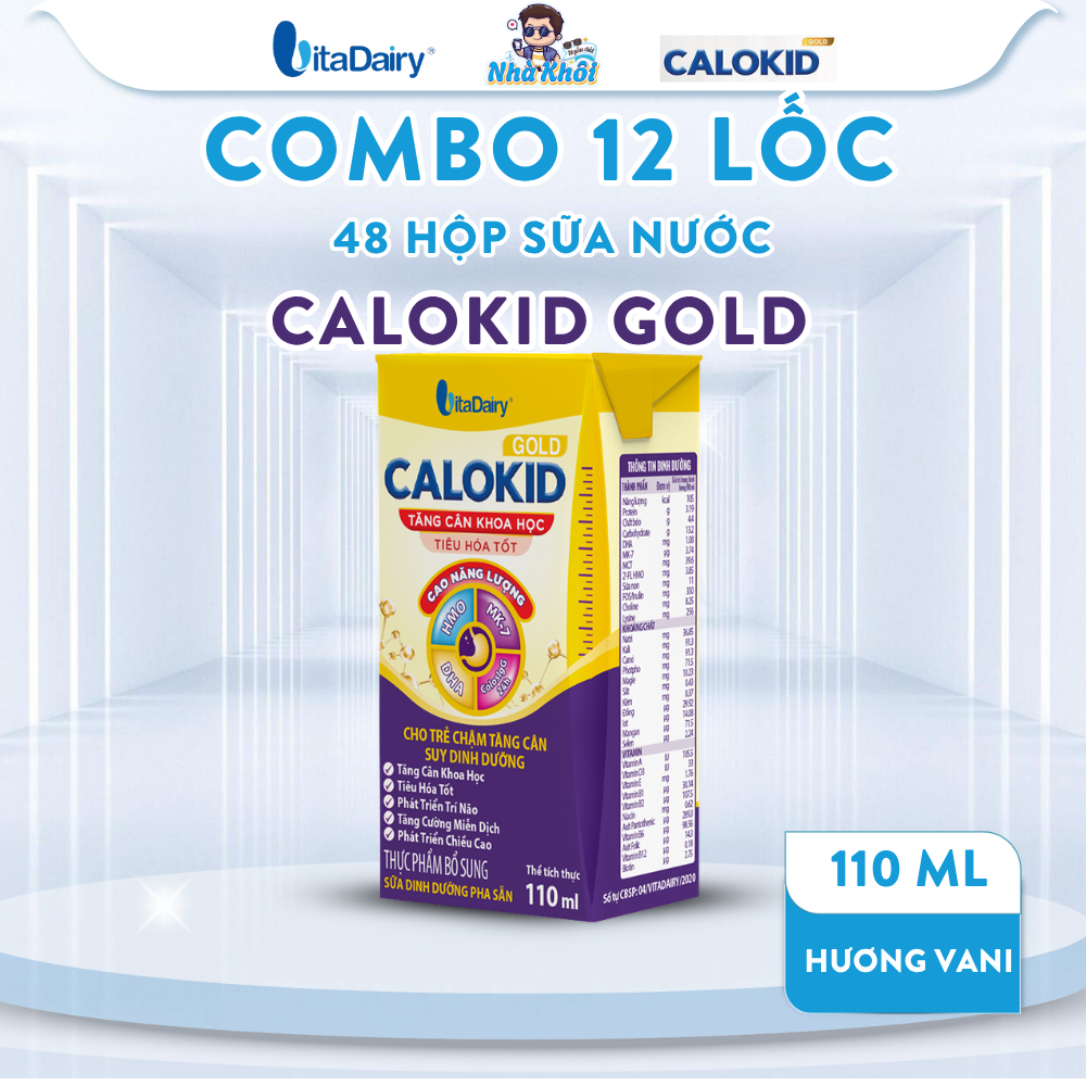 Sữa pha sẵn Calokid Gold 48 hộp hương vani 110ml