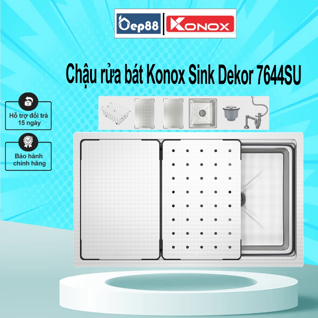 Chậu rửa bát chống xước Konox KN7644SU Dekor | KN8644SU Dekor
