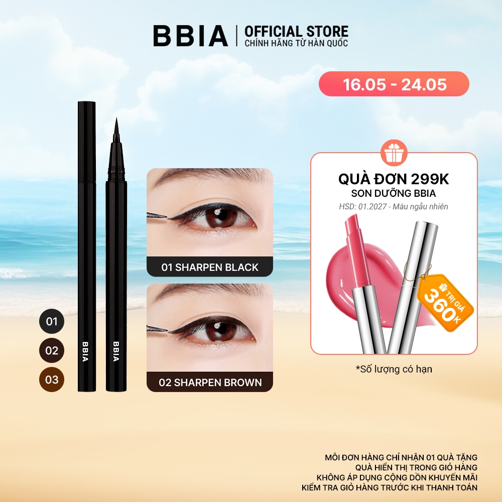 Kẻ mắt nước đều màu, chống nước, dễ tẩy trang BBIA Last Pen Eyeliner 0.6g