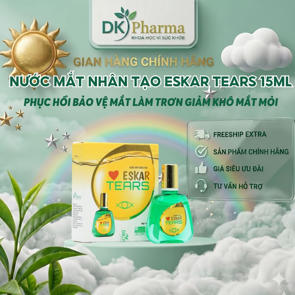 Nước Mắt Nhân Tạo Eskar Tears 15ml Bảo Vệ Mắt, Làm Trơn, Giảm Khô Mắt, Mỏi Mắt, Kích Ứng-DK Pharma