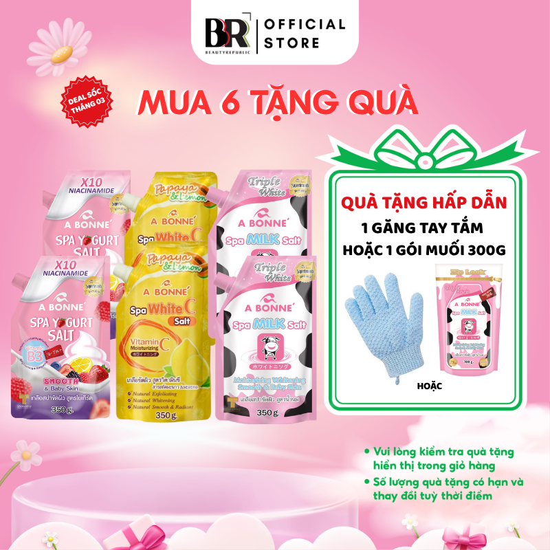 [MUA 6 TẶNG QUÀ] Muối Tắm Spa Tẩy Tế Bào Chết Trắng Da Mờ Thâm A Bonne' Dạng Gói Có Vòi 350g