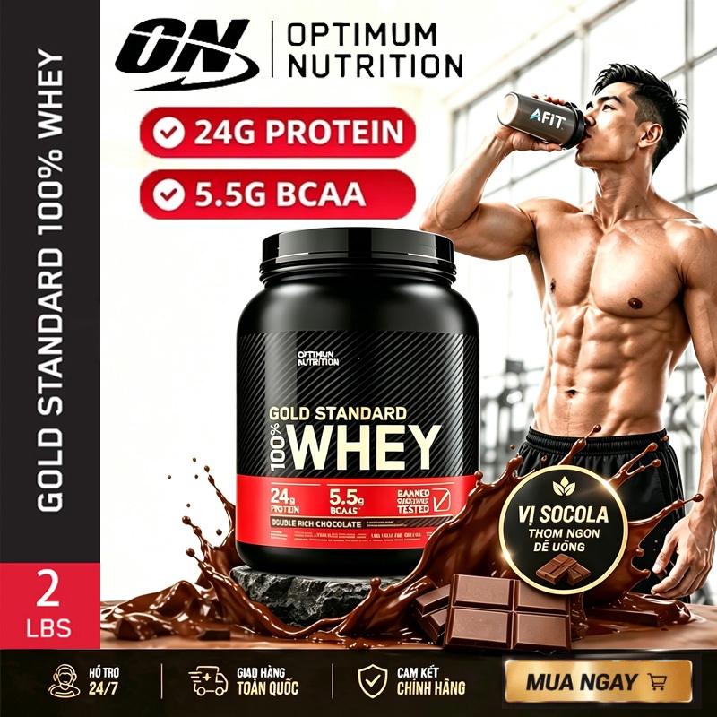 Optimum Nutrition Vàng tiêu chuẩn Whey 2lbs Whey Protein, Phục hồi cơ bắp, ON Whey, Sau tập luyện.