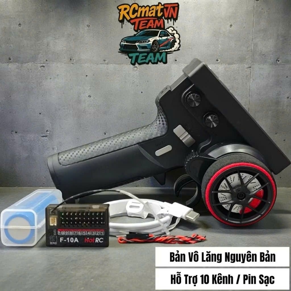 Tay điều khiển từ xa Like New HotRC CT10B F-10A 10 kênh 2.4GHZ loại kèm pin sạc