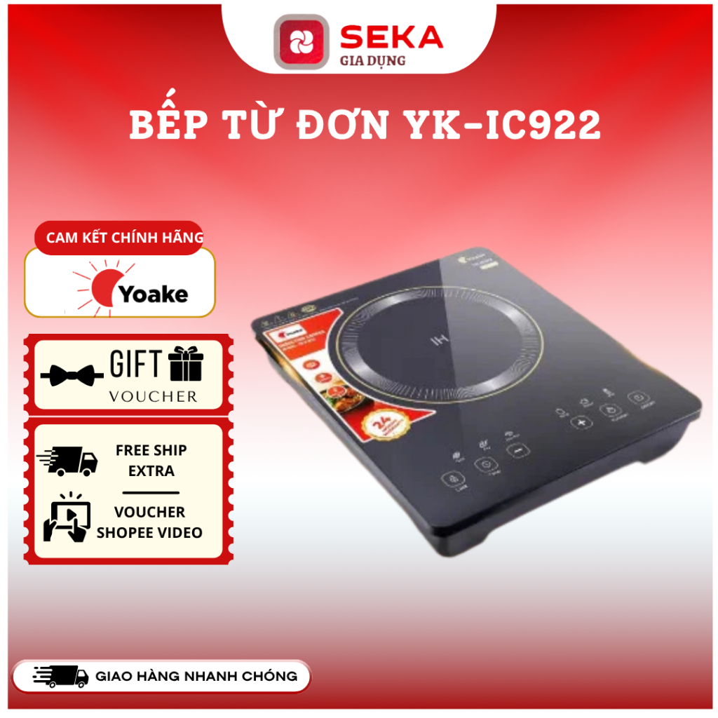 Bếp Từ Đơn Yoake YK-IC922 Công Suất 3000W Nấu Nhanh, Hẹn Giờ, Khóa An Toàn, Mặt Kính Cường Lực