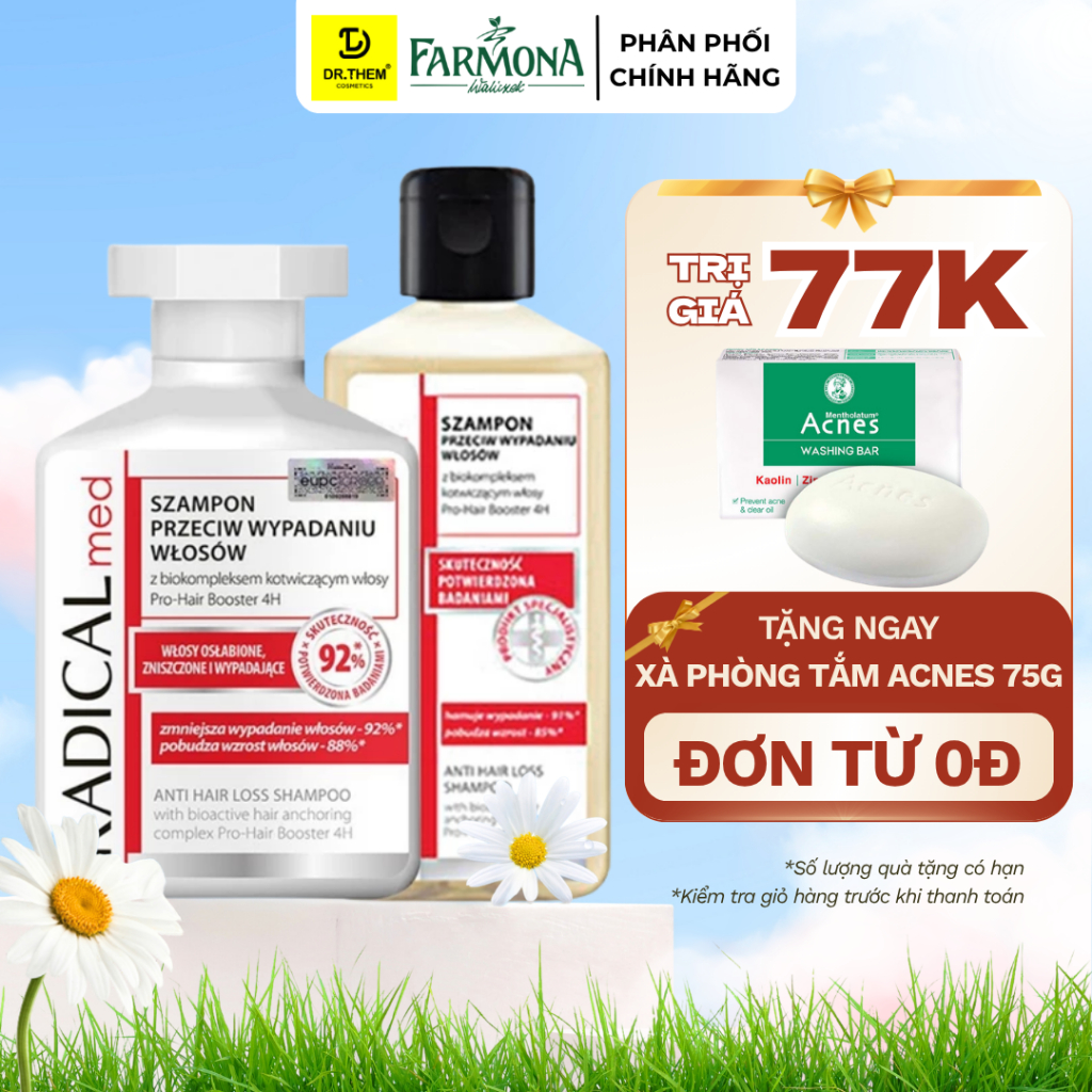 Dầu Gội Đầu Farmona Radical Làm Sạch và Giúp Ngăn Ngừa Rụng Tóc Med Anti-Hair Loss Shampoo 100ml / 3