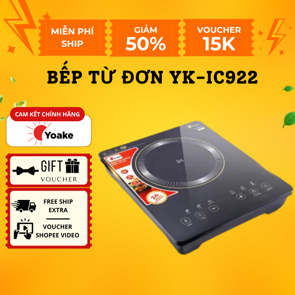 Bếp Từ Đơn Yoake YK-IC922 Công Suất 3000W Nấu Nhanh, Hẹn Giờ, Khóa An Toàn, Mặt Kính Cường Lực