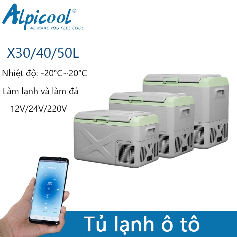 Alpicool X30L/40L/50L Car Home Dual-use Refrigerated 12v/24V220V tủ lạnh nhỏ trên ô tô cắm trại tủ lạnh ô tô XD có2 ngăn | BigBuy360 - bigbuy360.vn