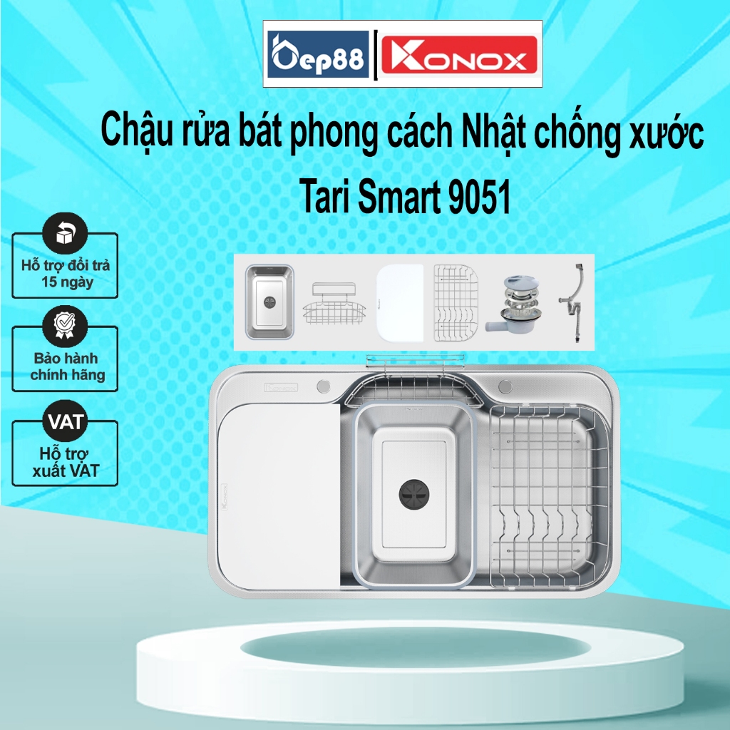 Chậu rửa bát Konox phong cách Nhật chống xước Tari Smart 9051