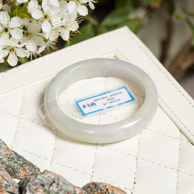 Vòng Cẩm Thạch Type A Nếp Hoá Ni 54 Màu Xanh Tím Kèm Kiểm Định Mã 345729 - Ngọc Trai Trường Thịnh
