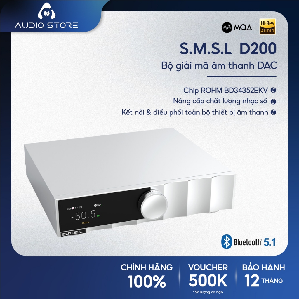 Bộ Giải Mã Âm Thanh SMSL D200, DAC Cao Cấp D200 Hỗ Trợ Bluetooth & Hệ Thống Âm Thanh HiFi Hi-End