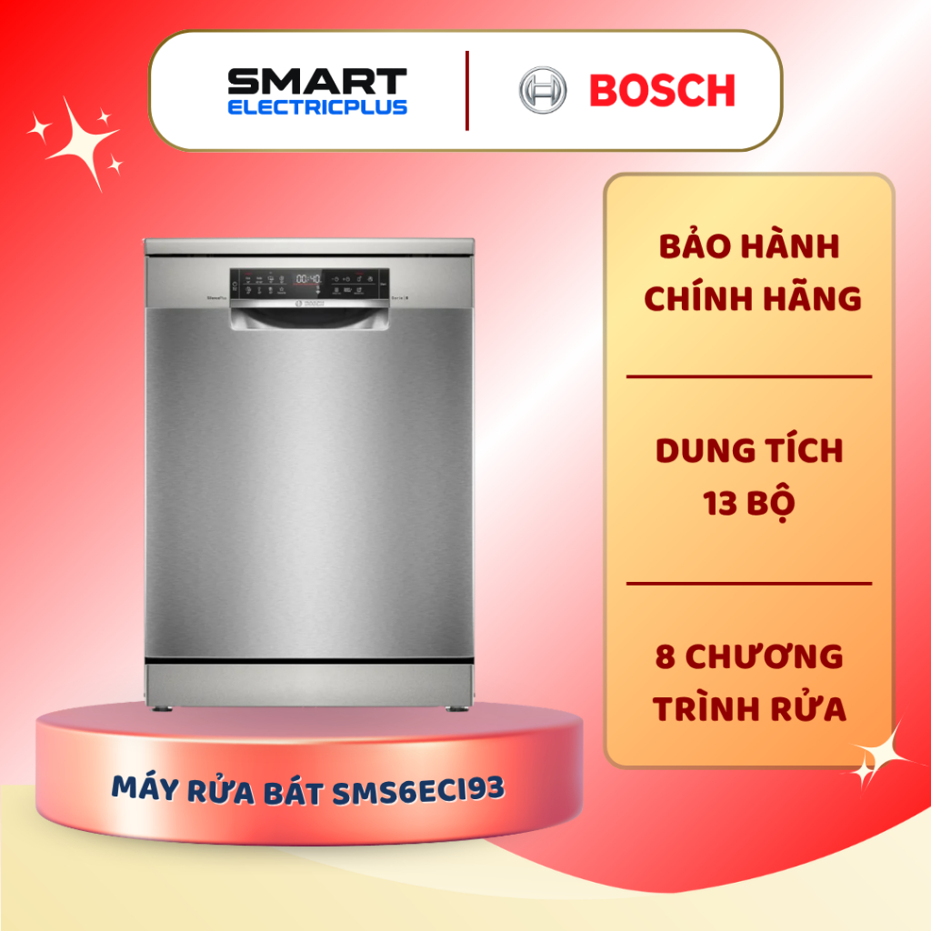 Máy rửa bát Bosch SMS6ECI93E serie 6 - Dung Tích 13-14 Bộ, Sấy Extra Dry, Home Connect