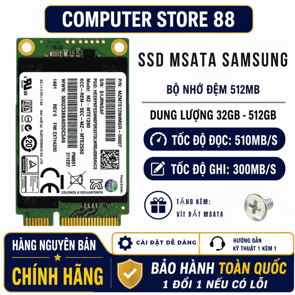 Ổ cứng SSD Msata 128G 256G chính hãng Samsung sức khoẻ tốt + tặng kèm ốc bắt main