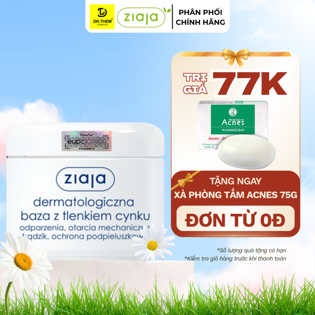 Kem Kẽm Oxit - Ziaja Dermatological Base with Zinc Oxide 80g- Dr Thêm