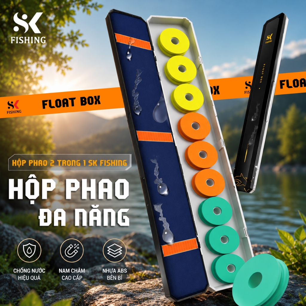 Hộp đựng phao SK FISHING hộp đa năng đựng phao trục chất liệu nhựa ABS