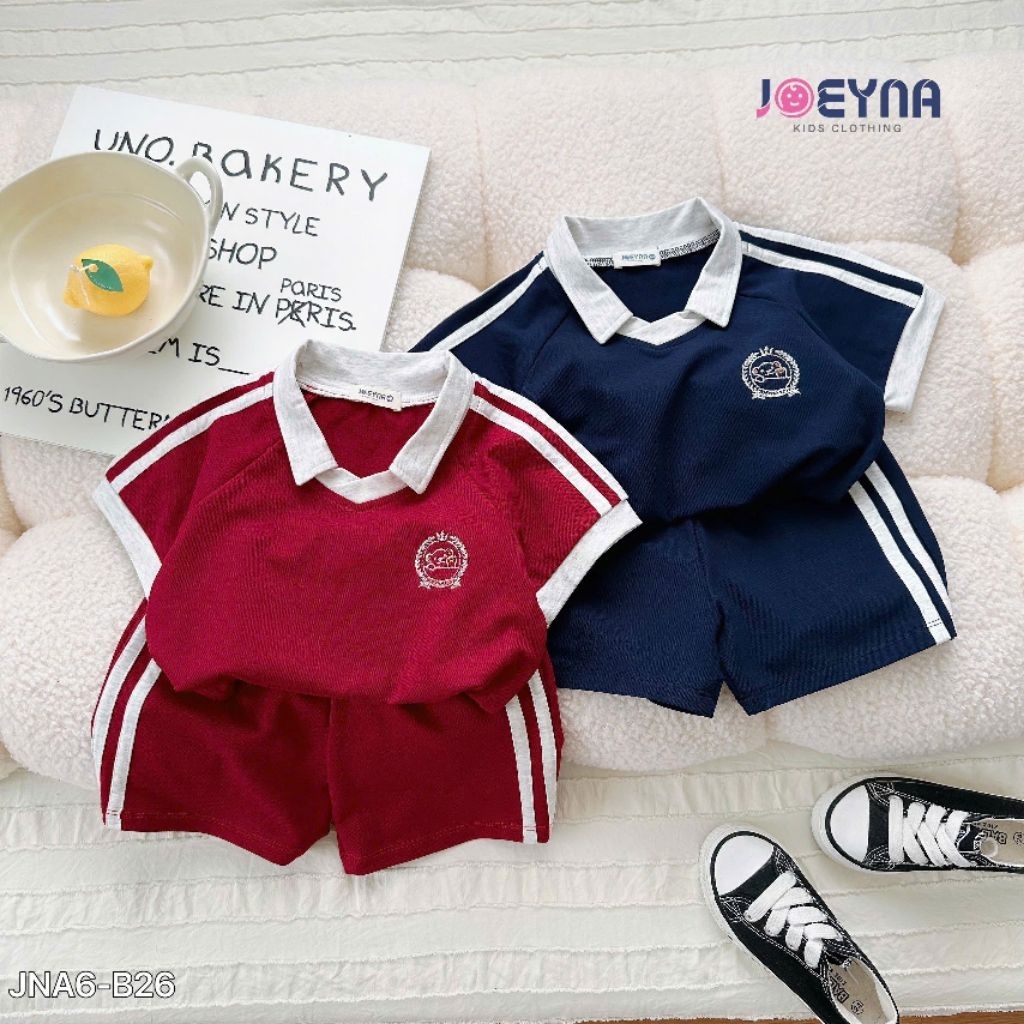Sét polo phối cổ thêu mặt gấu Joeyna cho bé trai