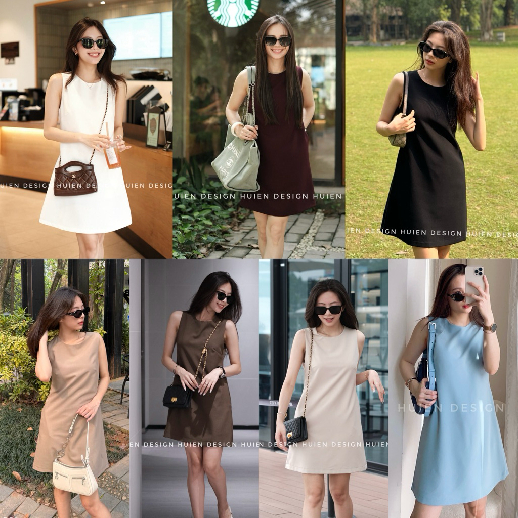Váy nữ ngắn 2 lớp form suông hàng thiết kế Huien Design style thanh lịch trẻ trung, đầm nữ dự tiệc