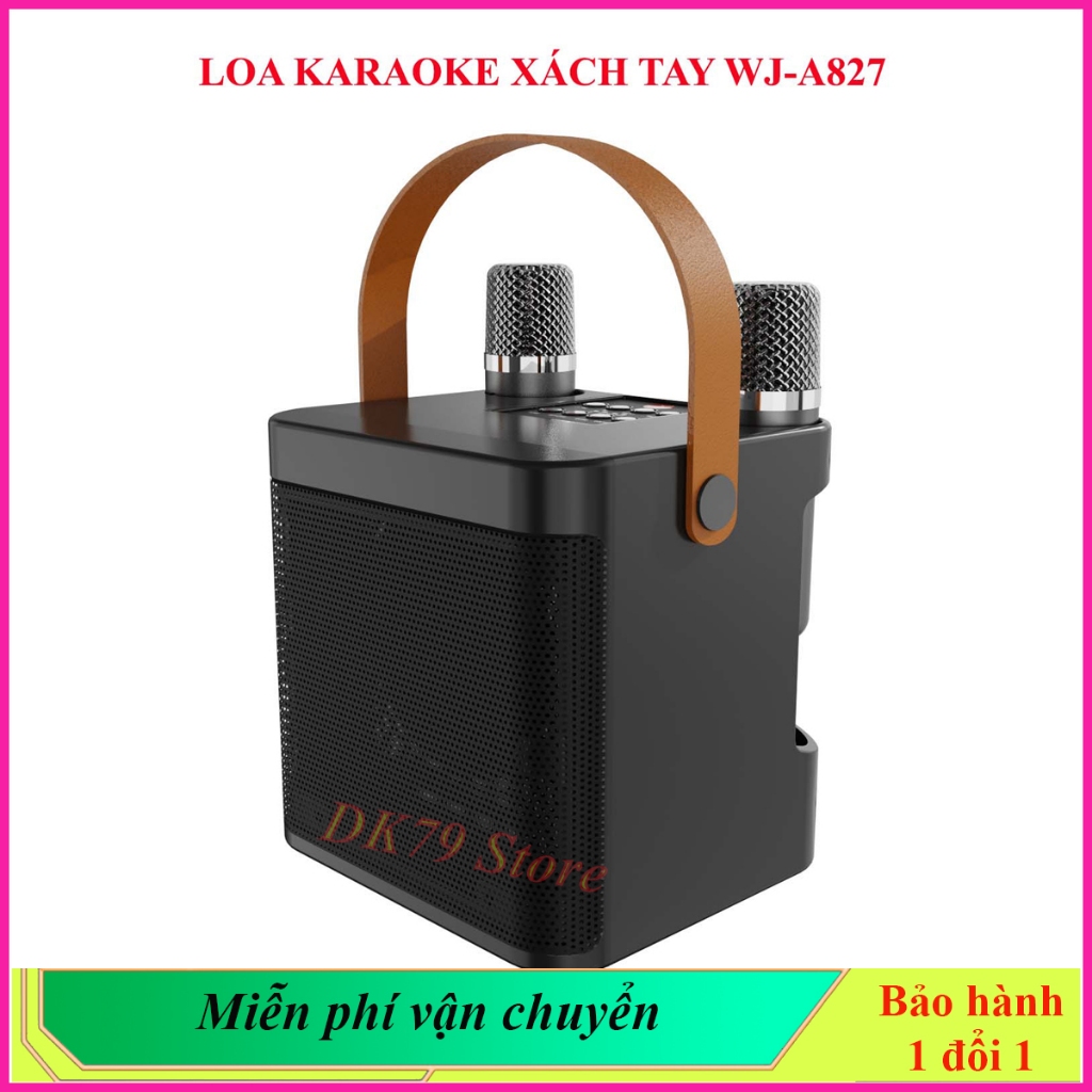 Mẫu mới - Loa Karaoke Bluetooth V5.3 WJ-A827 Tặng 2 Micro Nghe Lớn Hát Hay Bảo Hành Miễn Phí