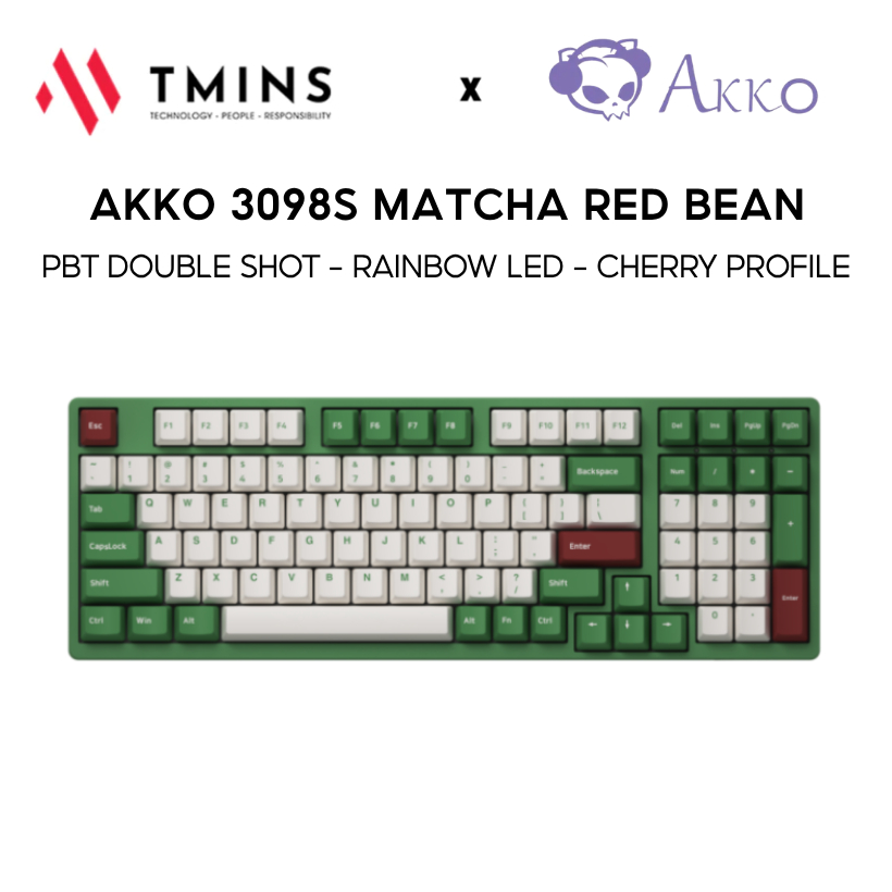 Bàn Phím cơ Akko 3098S Matcha Red Bean – Cream Yellow Pro - Hàng chính hãng