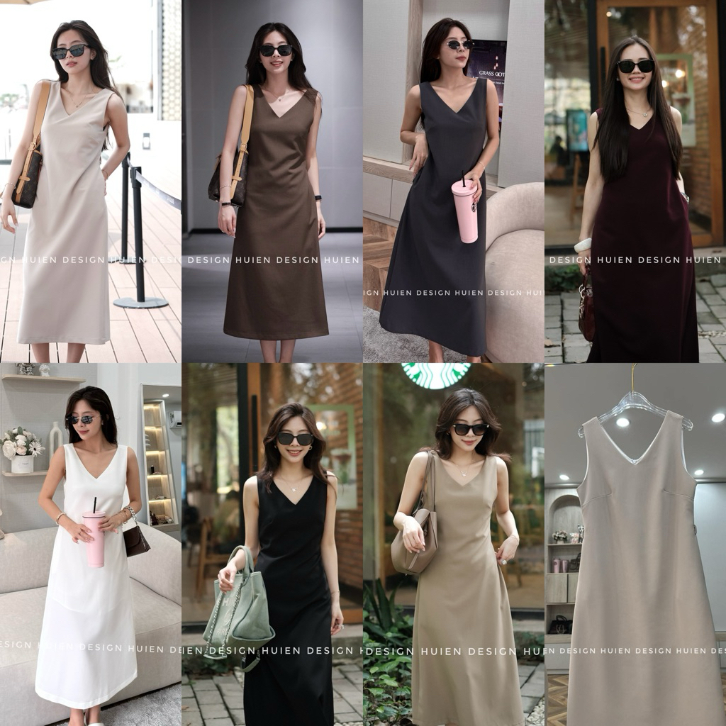 Váy nữ dài 2 lớp form suông hàng thiết kế Huien Design style thanh lịch trẻ trung, đầm maxi dự tiệc