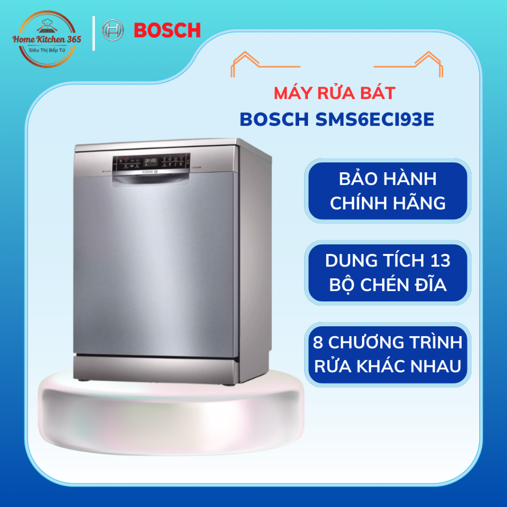 Máy rửa bát Bosch SMS6ECI93E serie 6 - Dung Tích 13-14 Bộ, Sấy Extra Dry, Home Connect