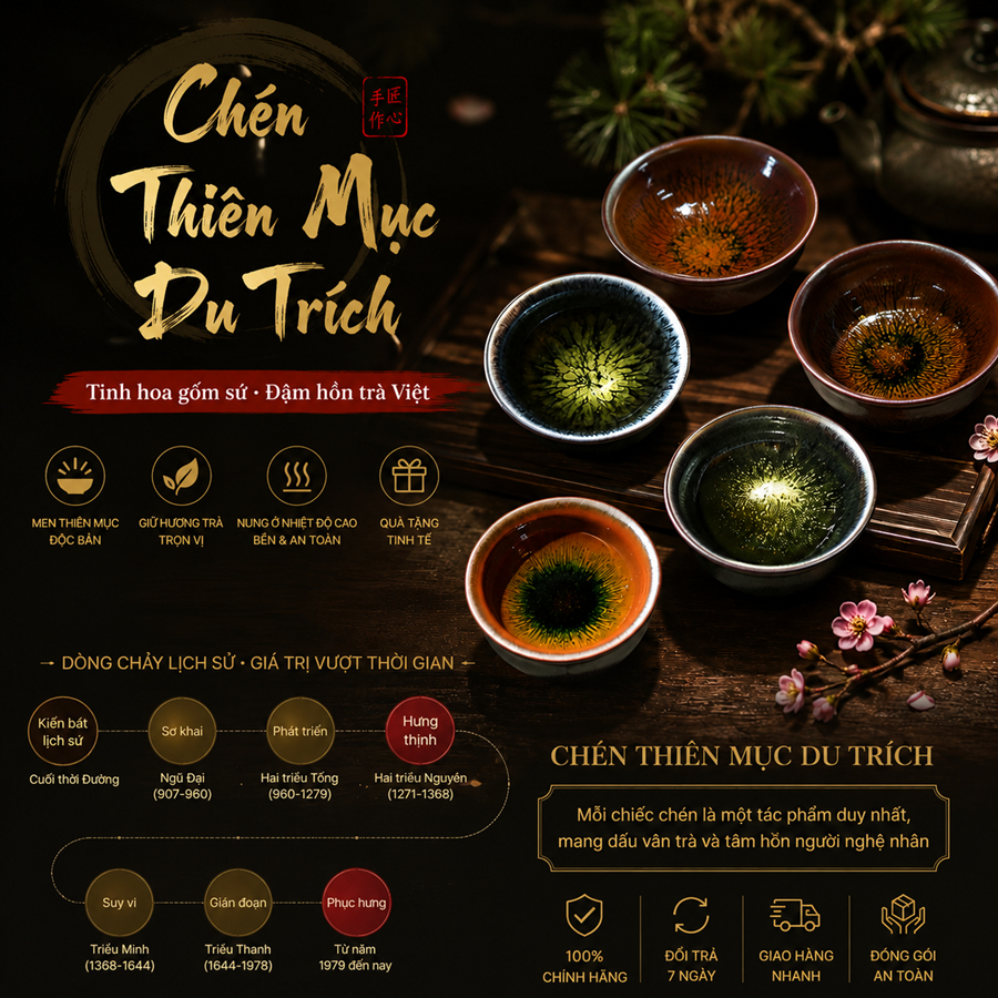 CHÉN THIÊN MỤC DU TRÍCH – TUYỆT TÁC GỐM TRÀ ĐẠO ĐẬM CHẤT THIỀN