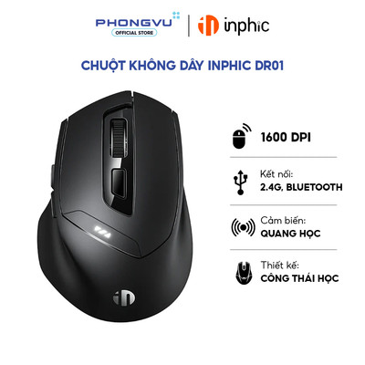 Chuột không dây Inphic DR01 Pulse PA3207 (Đen) - Bảo hành 12 tháng