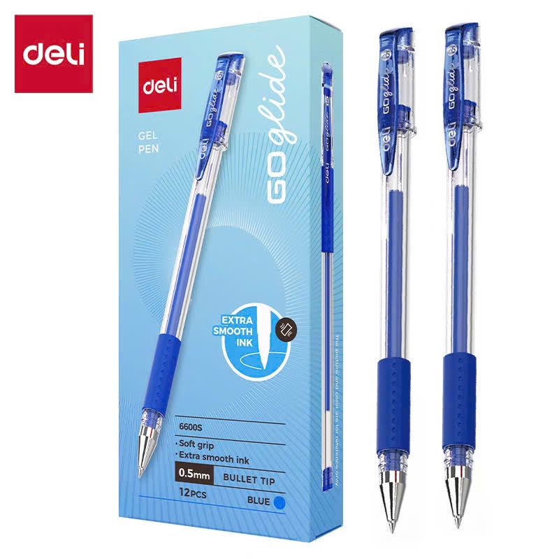 Combo 3/6/12 Cây  bút gel nước DELI 6600 / 33399 ngòi 0.5mm / Bút S6600 có ruột G36 thay thế - Deli 