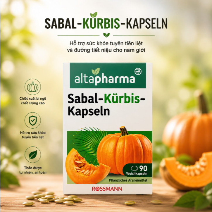 Viên uống bổ thận Altapharma Sabal Kurbis, hộp 90 viên
