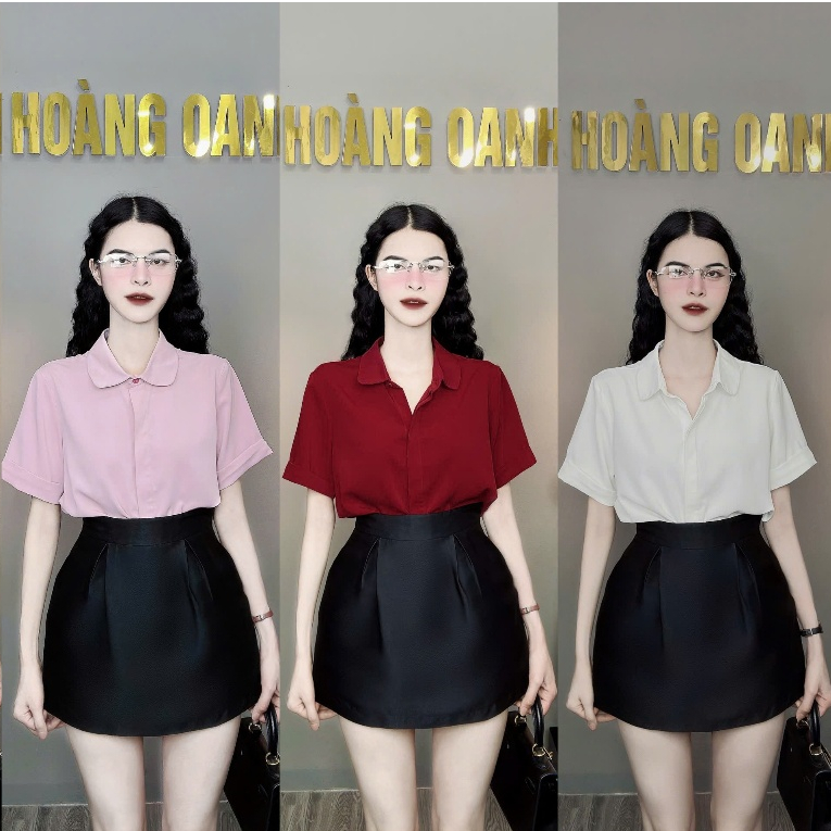 Áo sơ mi cộc tay, áo sơ mi lụa trơn