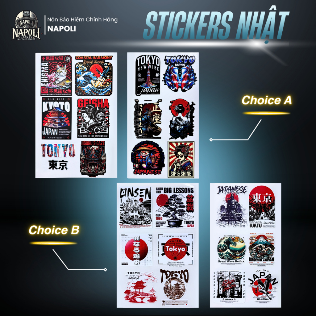 Sticker Hình Dán Nón Bảo Hiểm Napoli - Mũ Bảo Hiểm - KHÔNG BAO GỒM NÓN