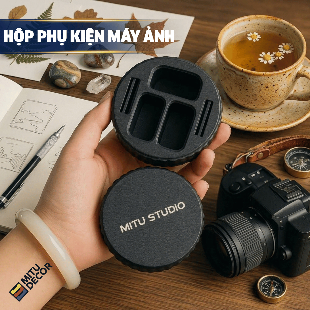 Hộp đựng 3 pin LP-E17 và 4 thẻ nhớ cho máy ảnh Canon (LP-E17)-Gọn Nhẹ, Bảo Vệ máy ảnh – Mitu Decor